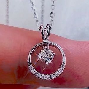 4 Claws Round Cut 2.0CT Diamond Round Pendant Necklace